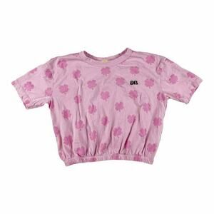 Bandy Button Pink Shamrock Crop Top 12-13